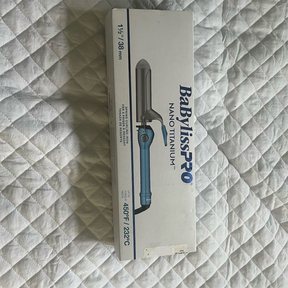 BaBylissPRO Nano Titanium 1.5" Spring Curling Iron Blue 450°F Hair Styling Tool